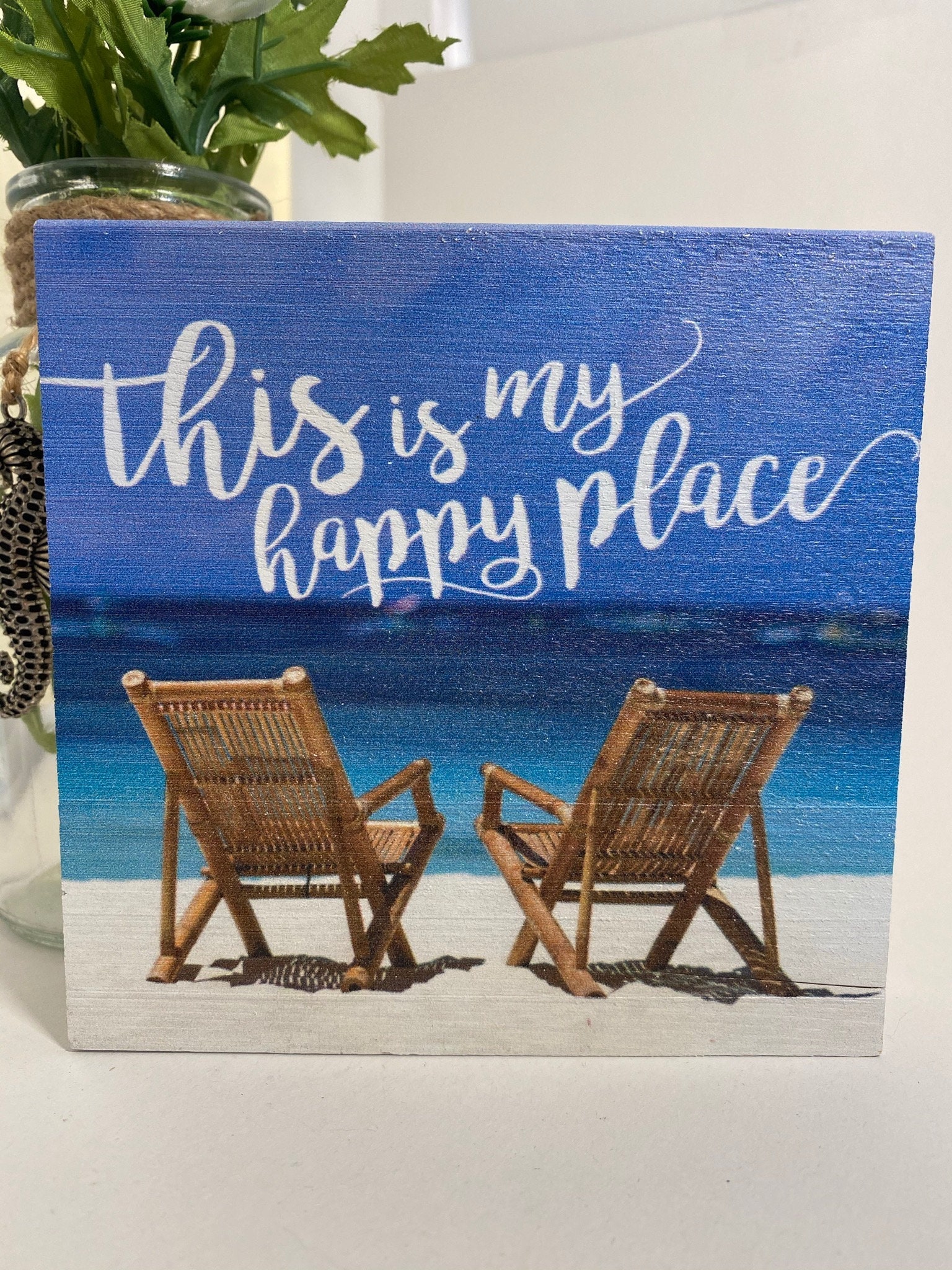 My Happy Place Beach Wooden Plaque/ Painted Plaque/Beach Etsy