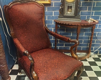 Antique Mahogany Scroll Chair Slipper design Gothic home throne