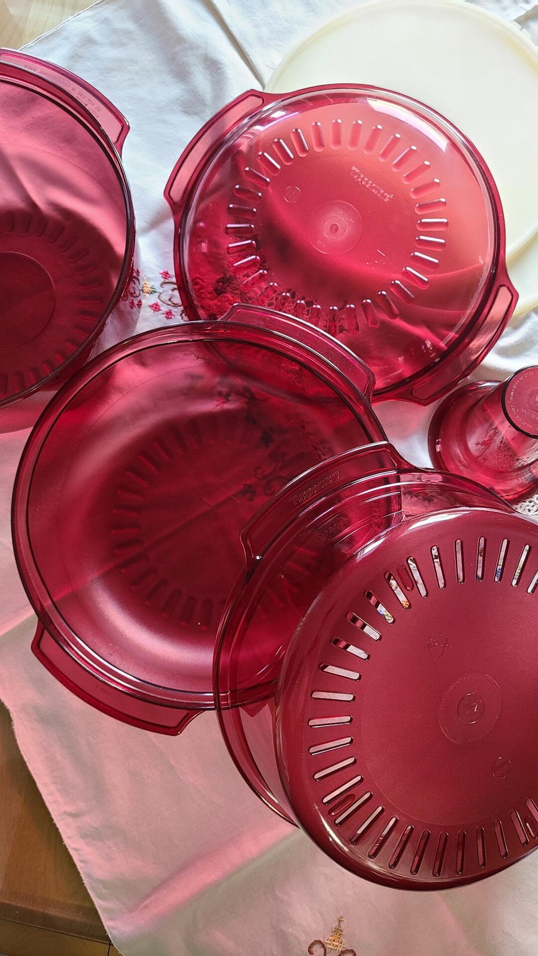 Vintage 1980's 7pce Tupperware Stack Cooker for Microwave Cranberry