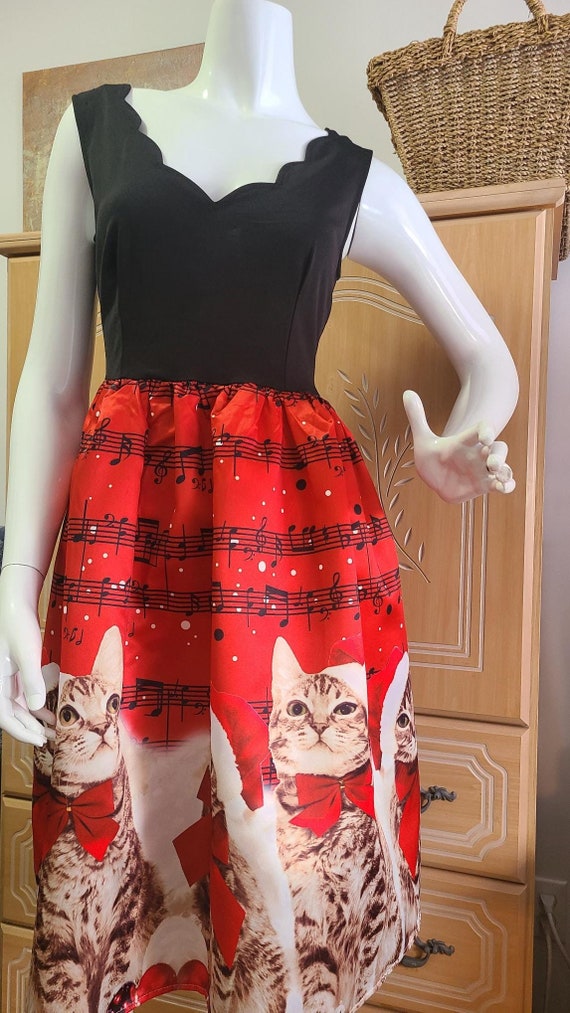 Christmas Cat Print Dress - for Cat Lovers Everywhere - 100% Polyester -  Etsy