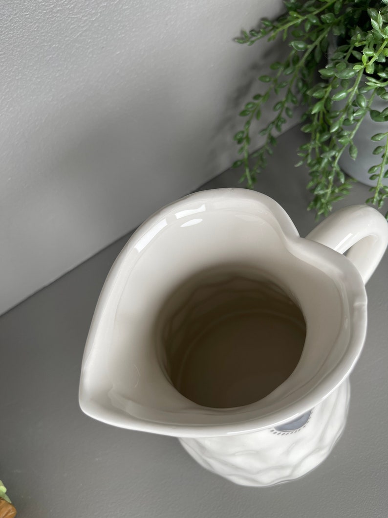 Ceramic Grey Love Heart Jug Flower Vase Country Flower Etsy UK