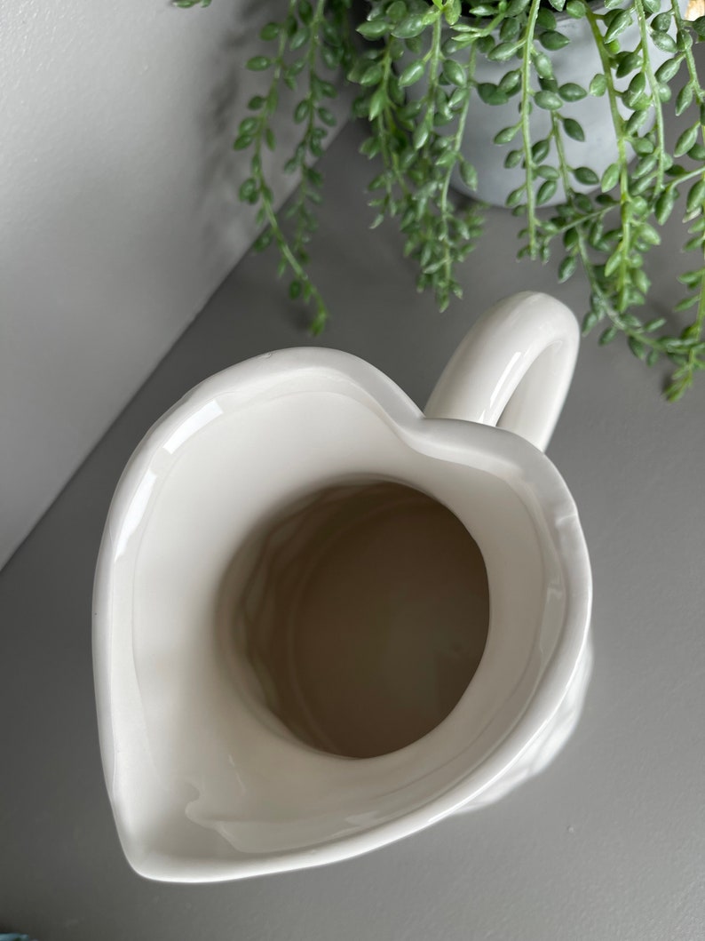 Ceramic Grey Love Heart Jug Flower Vase Country Flower Etsy UK