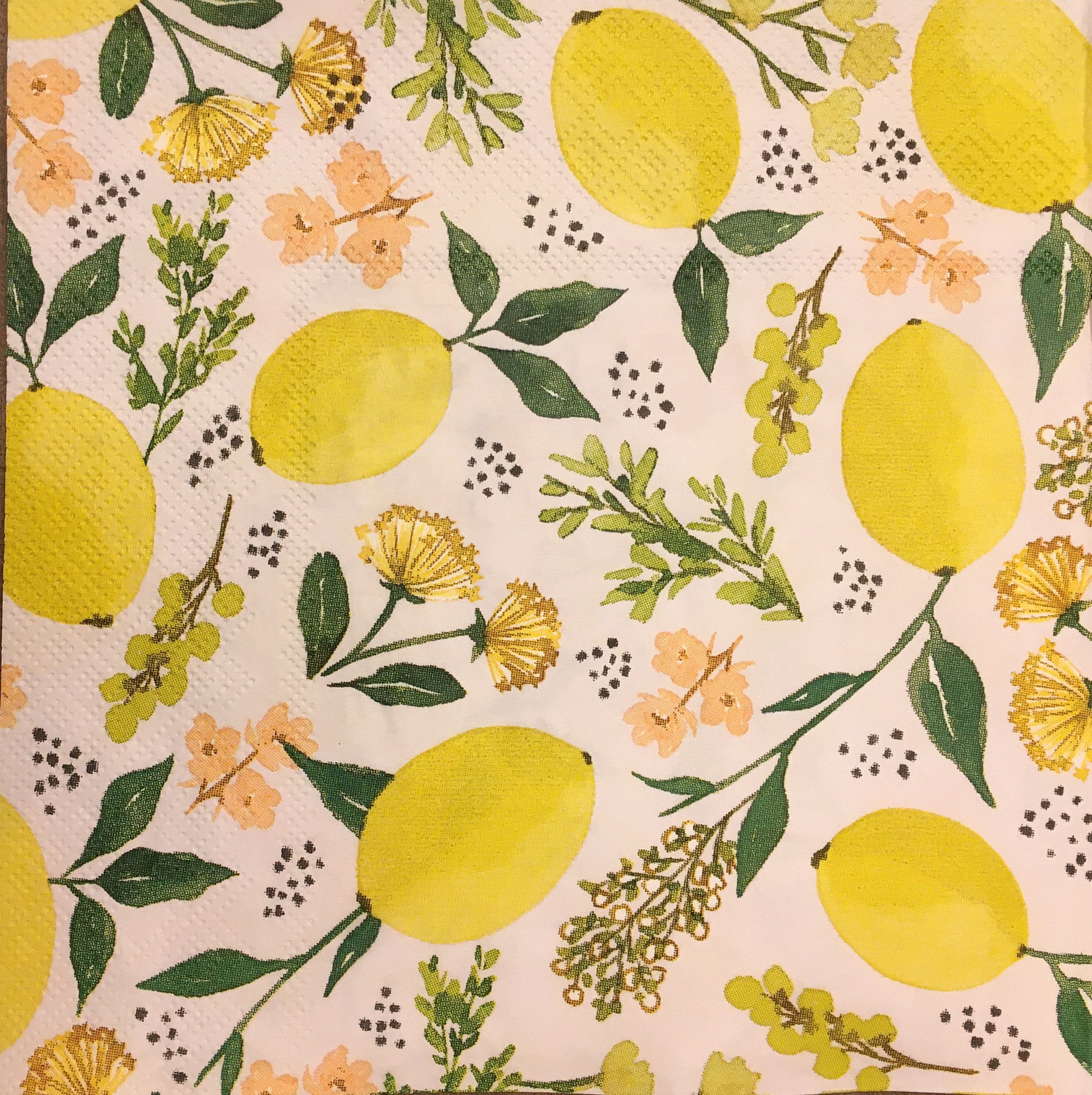 3 Lemon Paper Decoupage Napkins Citrus Fruit Napkins Craft | Etsy