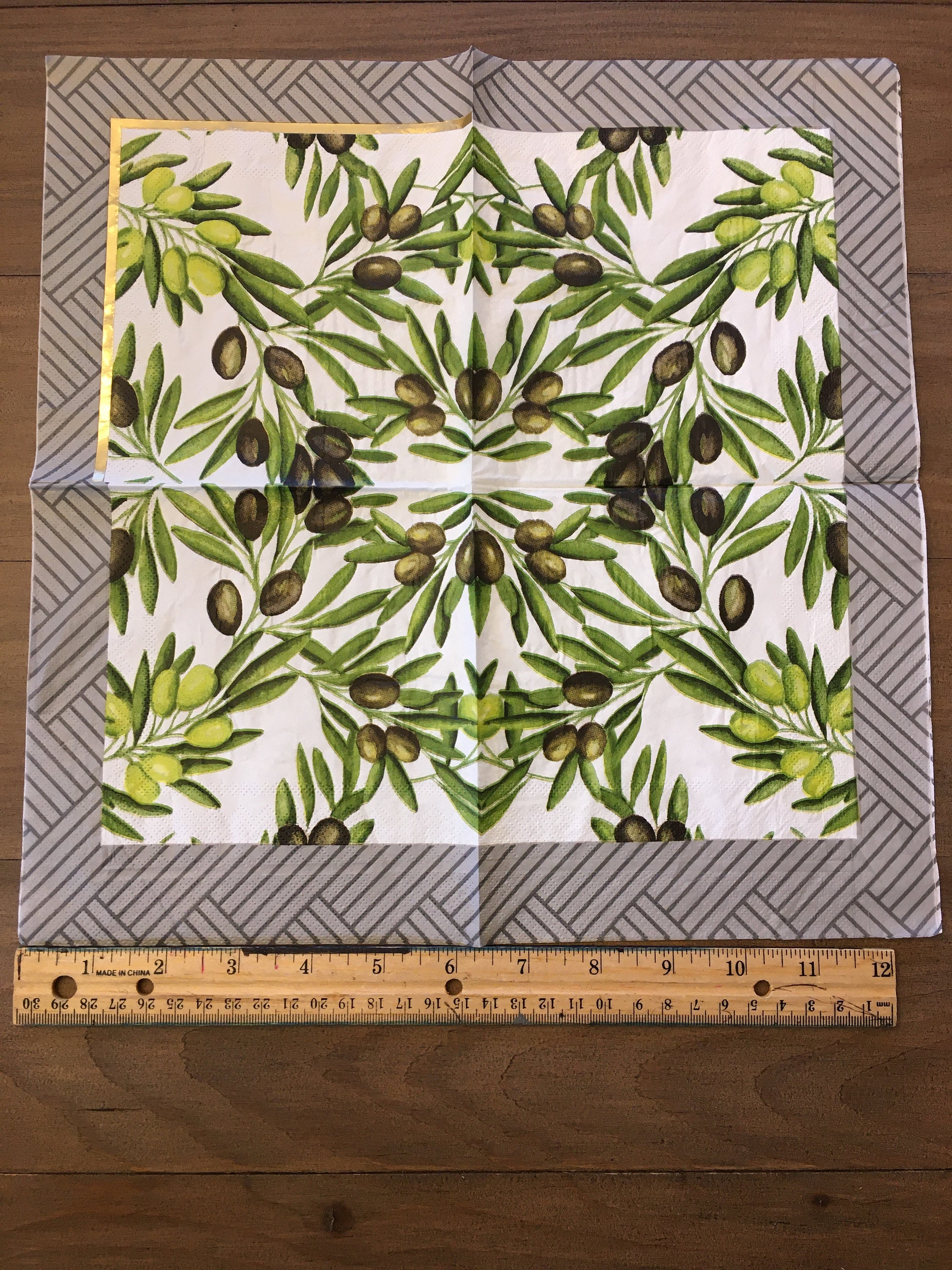 3 Decoupage Napkins Olive Leaf Olive Grove Napkins Vintage Etsy