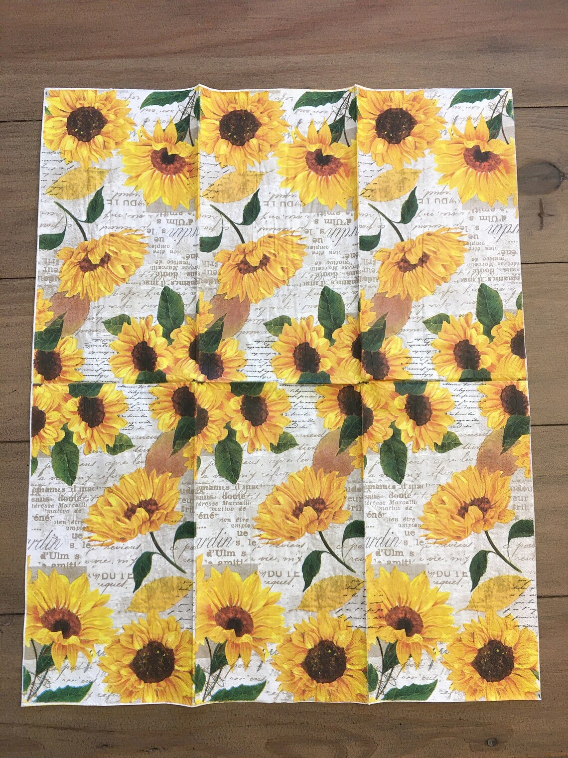 3 Decoupage Napkins Sunflowers Sunflower Napkins Etsy