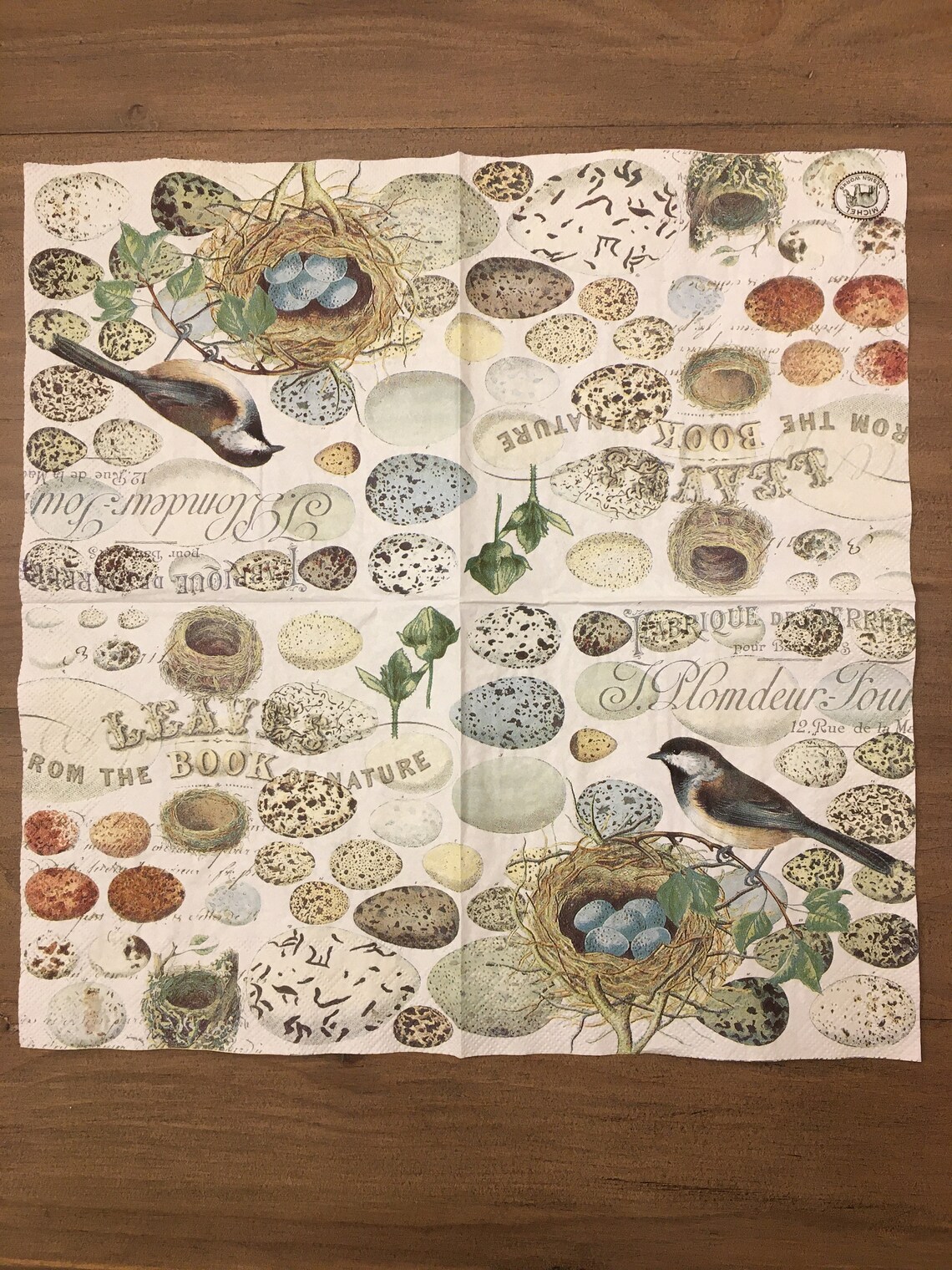 3 Decoupage Napkins Birds Nest Napkins Egg Napkins Bird Etsy