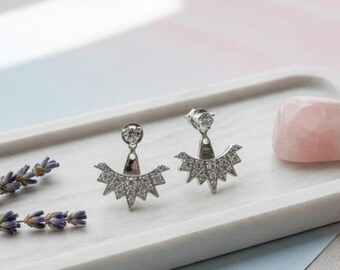 Sterling Silver Geometric Zircon Dangle Earrings – Modern CZ Statement Jewelry