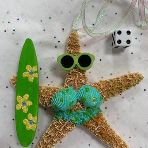Starfish ornaments, coastal ornaments, Christmas ornaments, beach Christmas ornaments, swimmer ornaments, stocking stuffer,ornament exchange