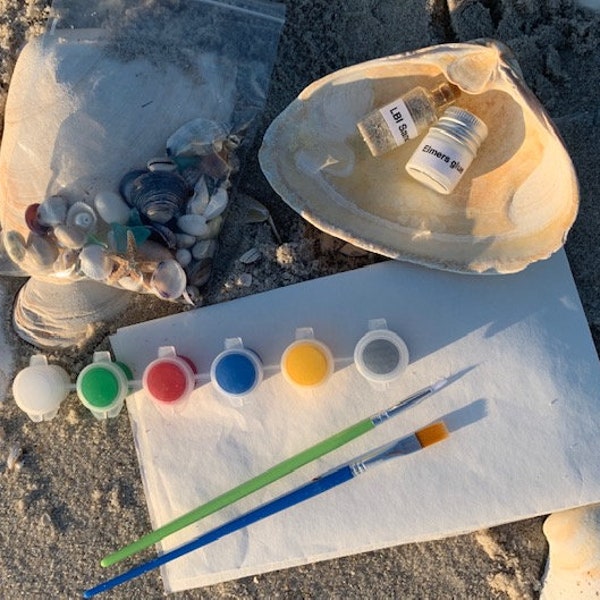 Seashell painting kit, craft and painting kits,  DIY painting,  kids painting kits, seashells, ring dishes, party projects, craft supplies