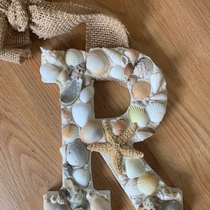 Shell letters, Initial wall art, seashell wall hanging, letter wall hanging, seashell beach decor, letter coastal decor, letter beach decor