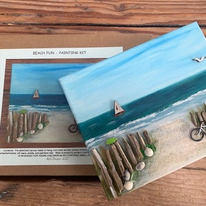 Seaside PAINT by NUMBERS Kit for Adult & Kids, Sea Waves Beach DIY