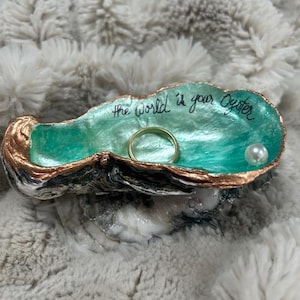 Ring dish, oyster shell ring dish, beach decor, home decor, shower favors, wedding favors, gift for her, bridal gift, bridesmaids gift