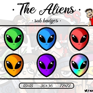 The Aliens - 6 Twitch Sub Badges / Cheer Bit Badges