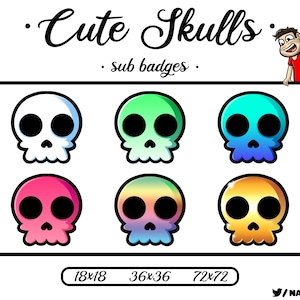 The Cute Skulls - 6 Twitch Sub Badges / Cheer Bit Badges