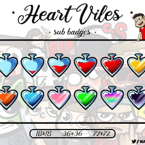 Heart Viles - 12 Twitch Sub / Cheer Bit Badges