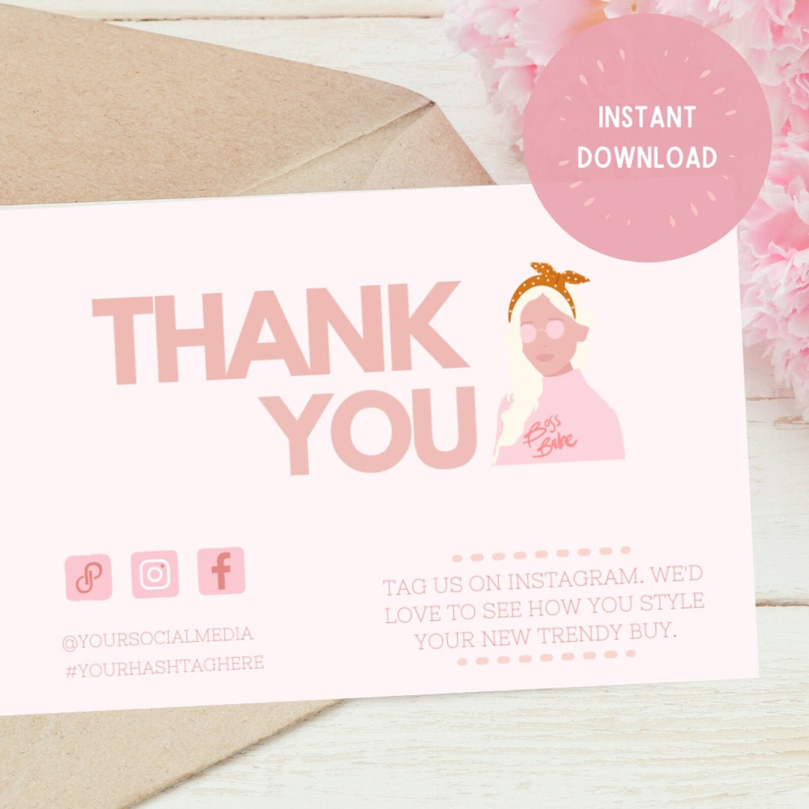 Poshmark Thank You Cards Poshmark Thank You Note Template | Etsy