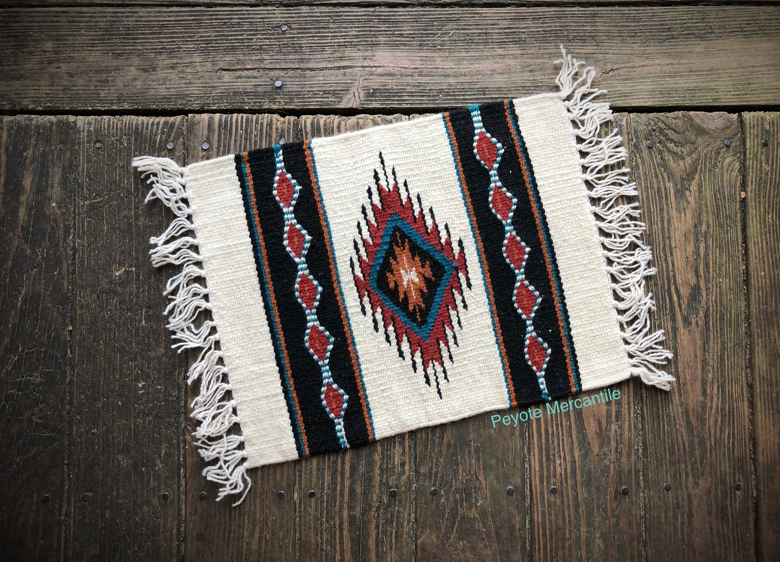 Diamond Pattern 15 x 20 Southwestern Woven Wool Table Mat Etsy