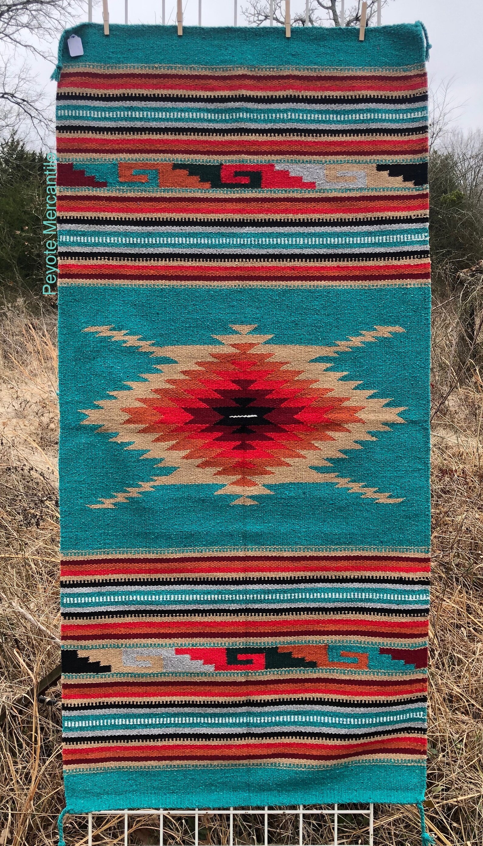 32 x 64 Turquoise Southwestern Rug Tribal Rug Etsy