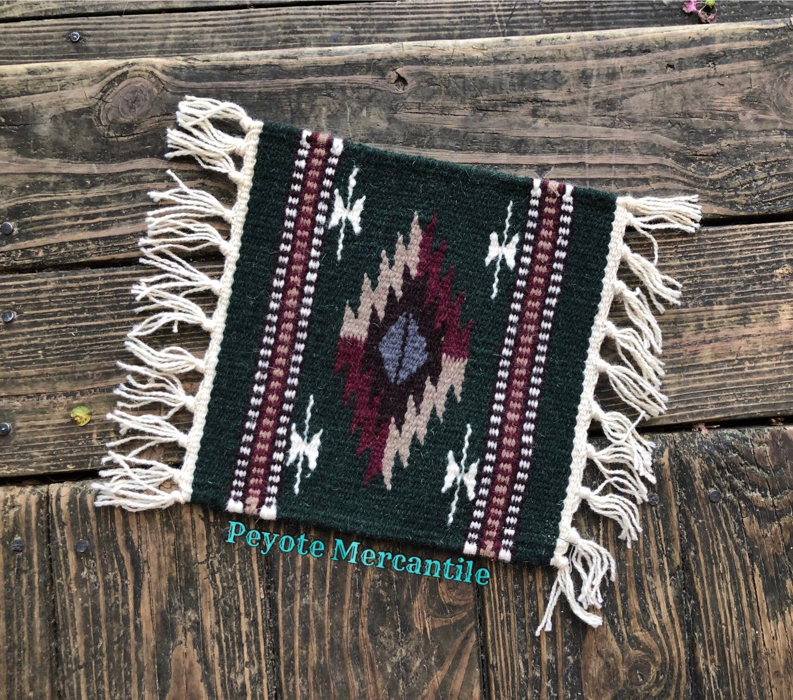 Dark Green 10x10 Hand Woven Wool Table Mat Beautiful Etsy