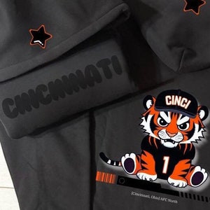 Graphic CINCI Bengals Football Puff Hoodie, Cincinatti Bengals Football, Bengals Football Fan Gift, Cincinnati Game Day Shirt, Vintage Cinci