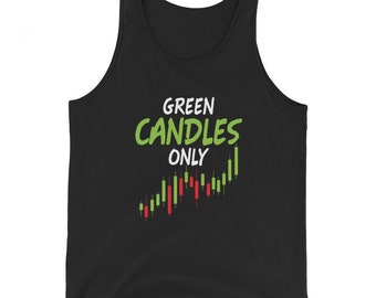 Green Candles Only Unisex Tank Top, Cryptocurrency Gift, Stock Market Gift, Gift For Investor, Stock Investor Shirt, Stock Trader Shirt