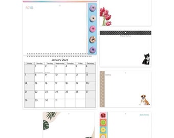 Memo Calendar 2024 Wall Organiser Notes Pad With Pen Illustrated For Office Home