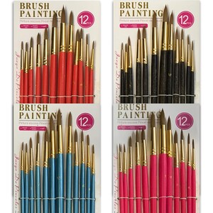 Artist Paint Brush Kit Round Pointed Head Art Brush Set of 12 Best For Acrylic & Watercolour Paints Detail Work