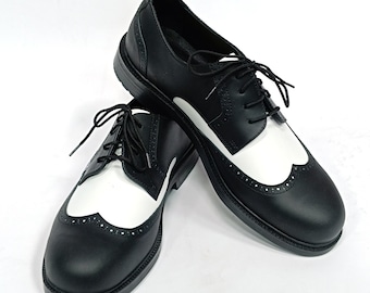 Wingtip Black and White Shoes, Rockabilly Shoes, 50s Style Boogie Shoes, Brogues  lady, Leather Shoes, Vintage Style Shoes, Brogue Women