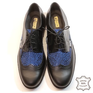 Wingtip Black and Blue Shoes, Rockabilly Shoes, 50s Shoes, Two Tone Mod Shoes, Brogues Men Leather Shoes, Vintage Style Shoes Ready to ship!