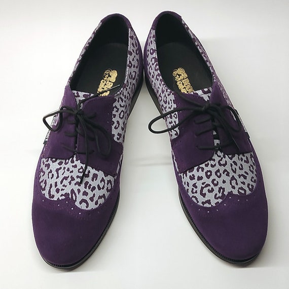 Zapatos de ante p rpura oscuro Brogue Estilo para mujer estampado