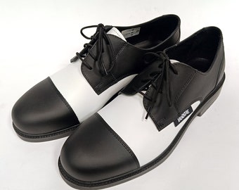 Zapatos Rockabilly de estilo vintage en blanco y negro, zapatos swing - cuero auténtico. ¡Listo para enviar!