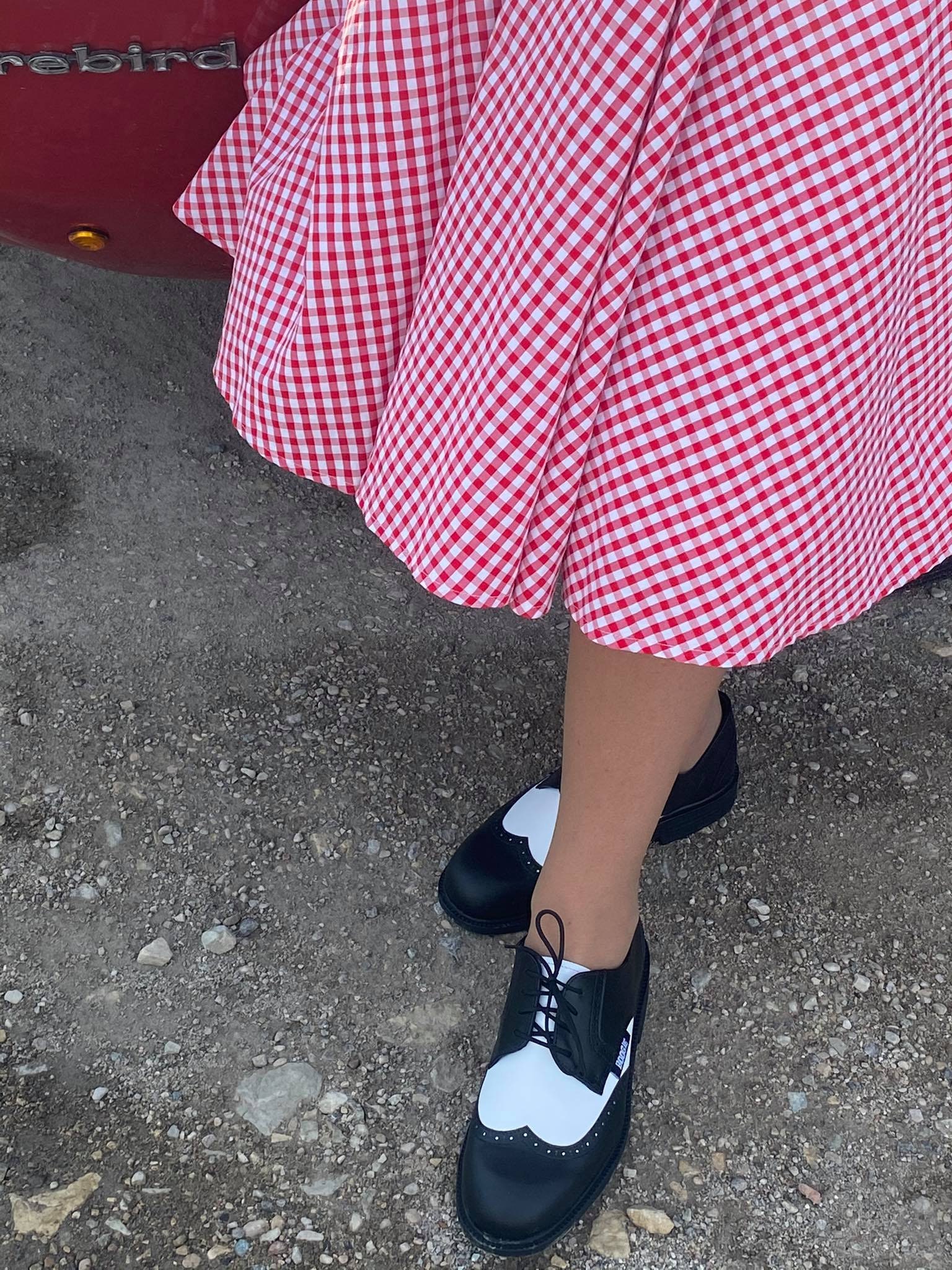 Wingtip Black and White Shoes, Rockabilly Shoes, 50s Style Boogie Shoes