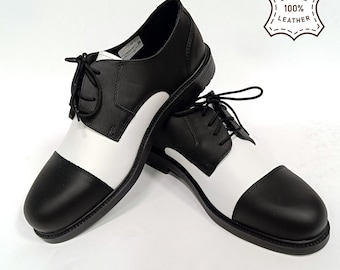 Black and White Vintage Style Rockabilly shoes, swing shoes - real leather. Custom!