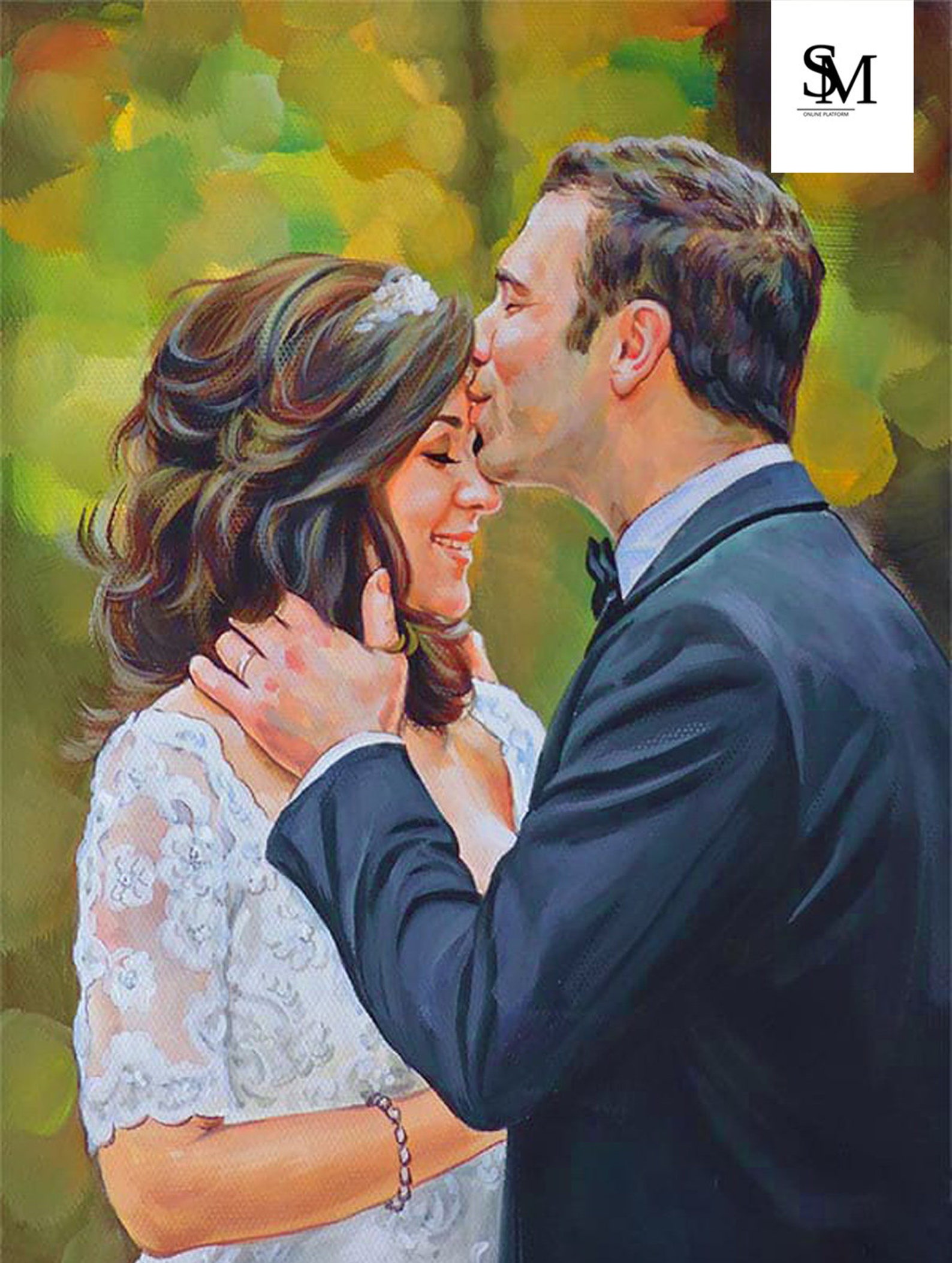 Couple oil painting from photo on canvas Custom wedding Etsy