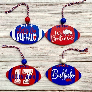 Buffalo Football Ornament, Let’s go Buffalo, Buffalo fan Christmas gift idea, BUF fan gift, handmade gift idea
