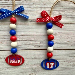 Buffalo Football Mini Bead Garland, Let’s go Buffalo, 17, gift for Buffalo fan, Buffalo football ornament