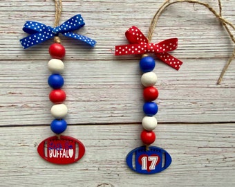 Buffalo Football Mini Bead Garland, Let’s go Buffalo, 17, gift for Buffalo fan, Buffalo football ornament