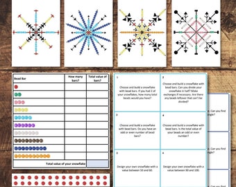 Montessori Inspired Colored Bead Stair Snowflake Math | Winter