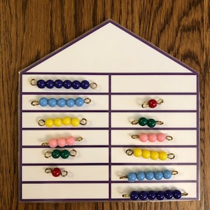 Montessori Bead Houses Printable Primary Math Activity Preschool Math image 2