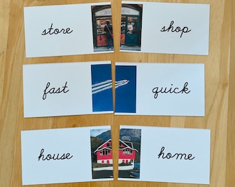 Synonym Picture Puzzles | Montessori | Language | Word Study | Print & Cursive Included