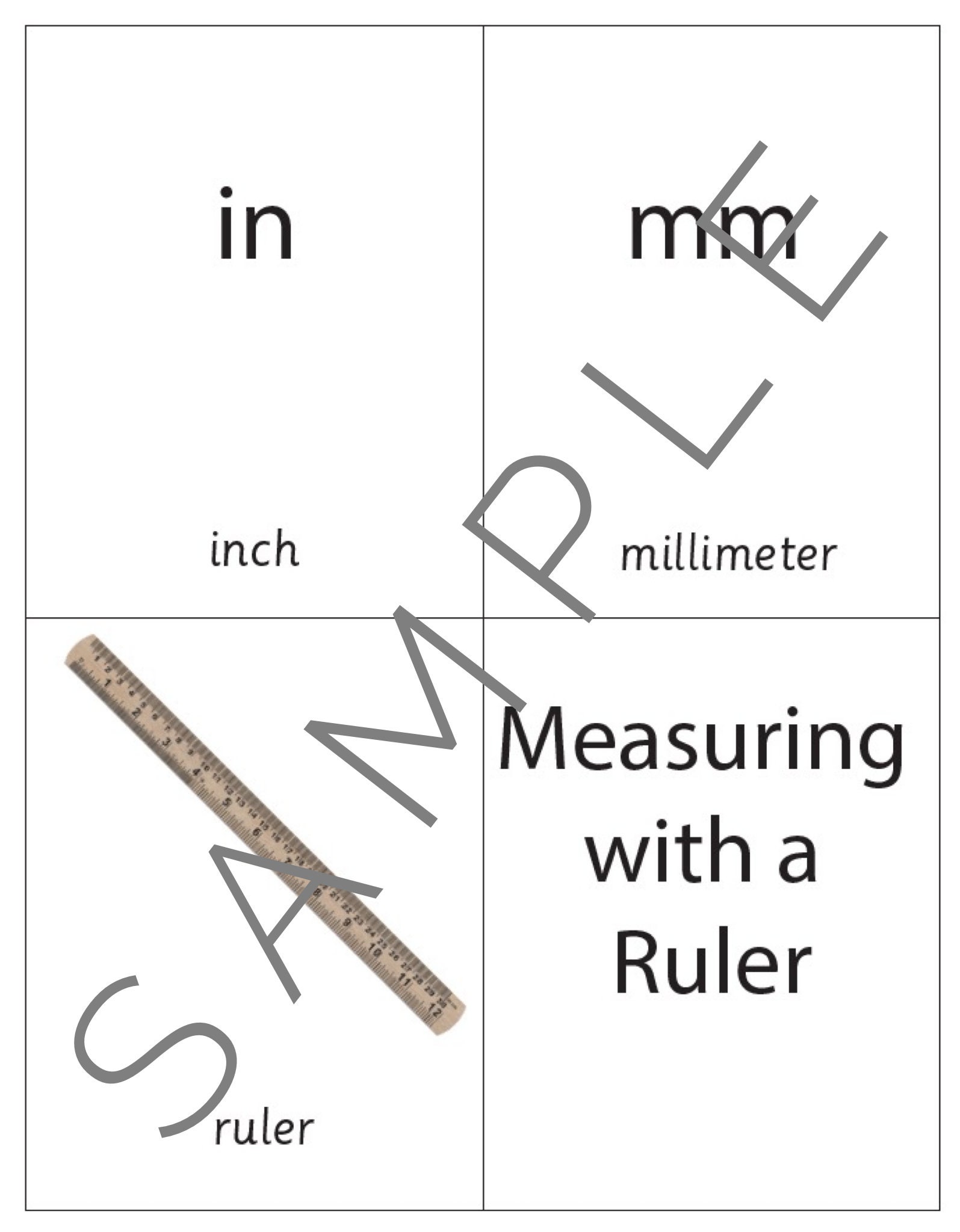 Ruler Reference Card Measuring With a Ruler 3-part Cards | Montessori | Math Activities - Etsy