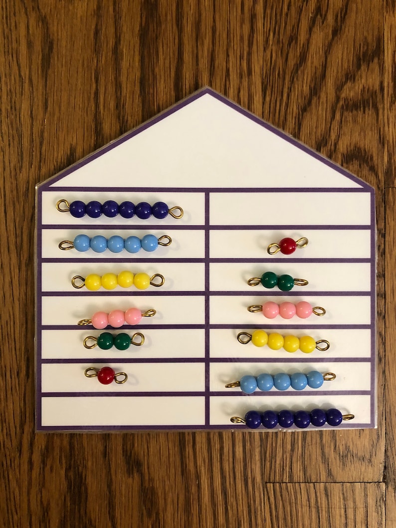 Montessori Bead Houses Printable Primary Math Activity Preschool Math image 2
