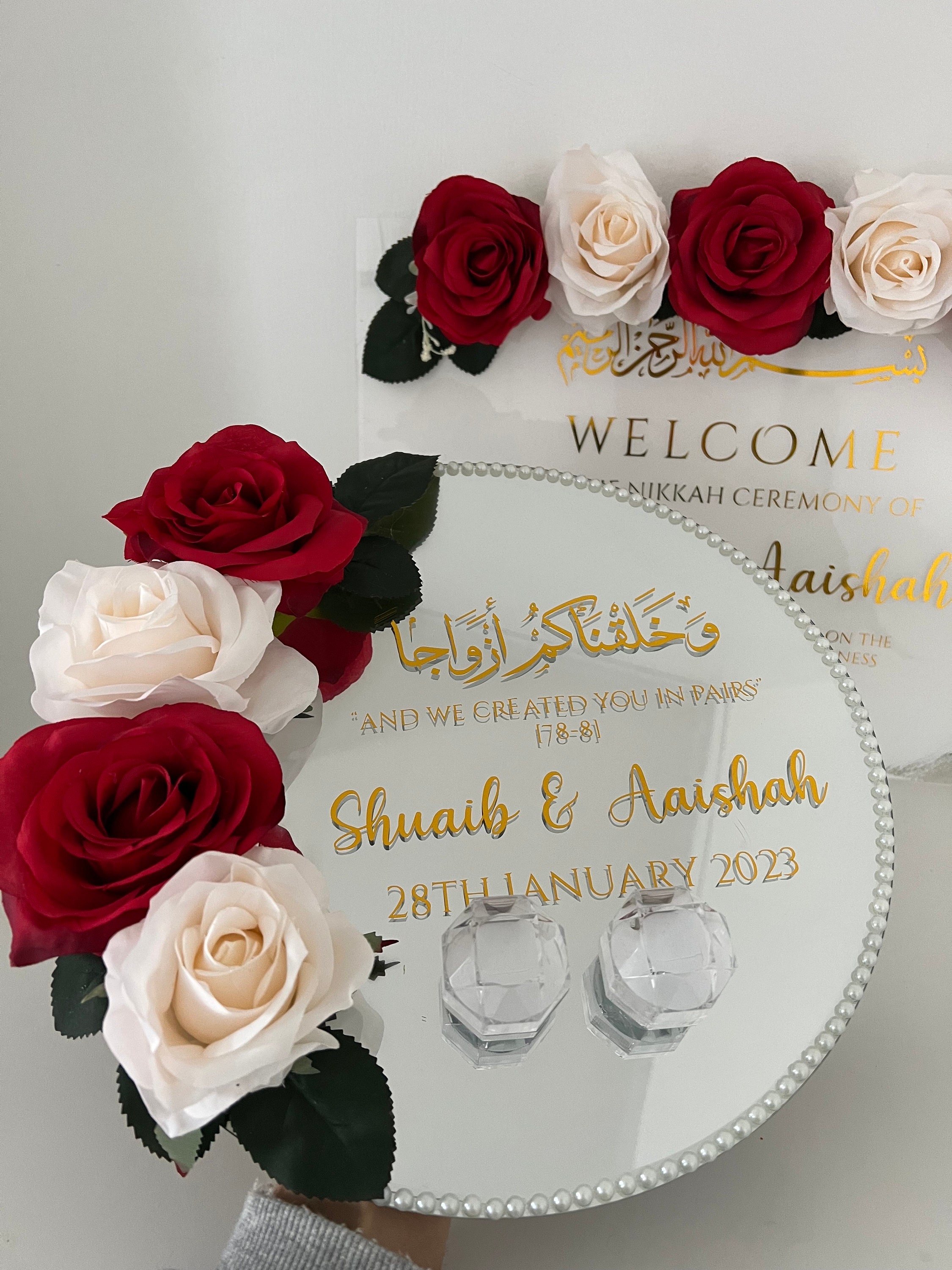Ring Plate For Weddings | Wedding Sign Nikkah Engagement Decor & Gifts Plate Bearer Rings