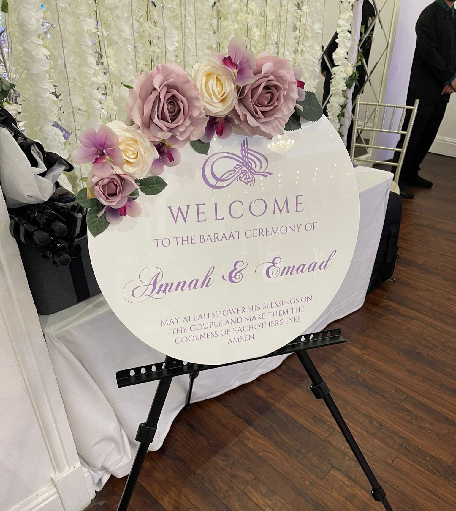 Circle Acrylic Wedding Sign | Nikkah Floral Round Islamic Welcome Unique Decor