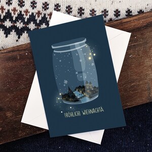 Cartão de Natal, Fröhliche Weihnachten, Zurique em uma jarra, Ilustração, cartão em branco, Cartão A5 300GSM e um envelope branco, Cartões comemorativos, Presente