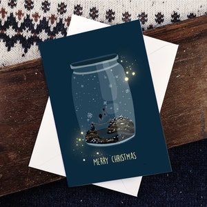 Christmas Card, Merry Christmas, Bristol in a jar, Illustration card, blank card, A5 300GSM Card and a white envelope, Greeting cards, Gift