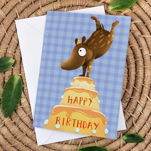 Grußkarte, Taffy Tapir, Geburtstagskarte, blanko Karte, A6 350GSM Karte Seidenpapier und weißem Umschlag, Geburtstagsgeschenk, gefährdete Tierwelt