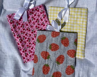 Strawberry Book Sleeve/ Quilted Book Cover