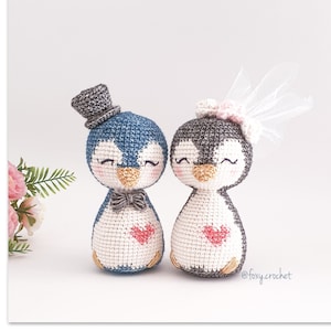 Little Penguin wedding couple - crochet pattern (English)