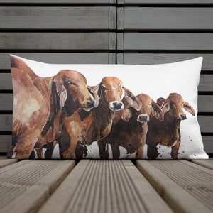 Brahman Red Cattle Premium Pillow/Cushion